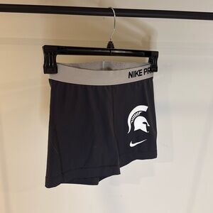 Dark charcoal grey MSU Nike Pro Shorts